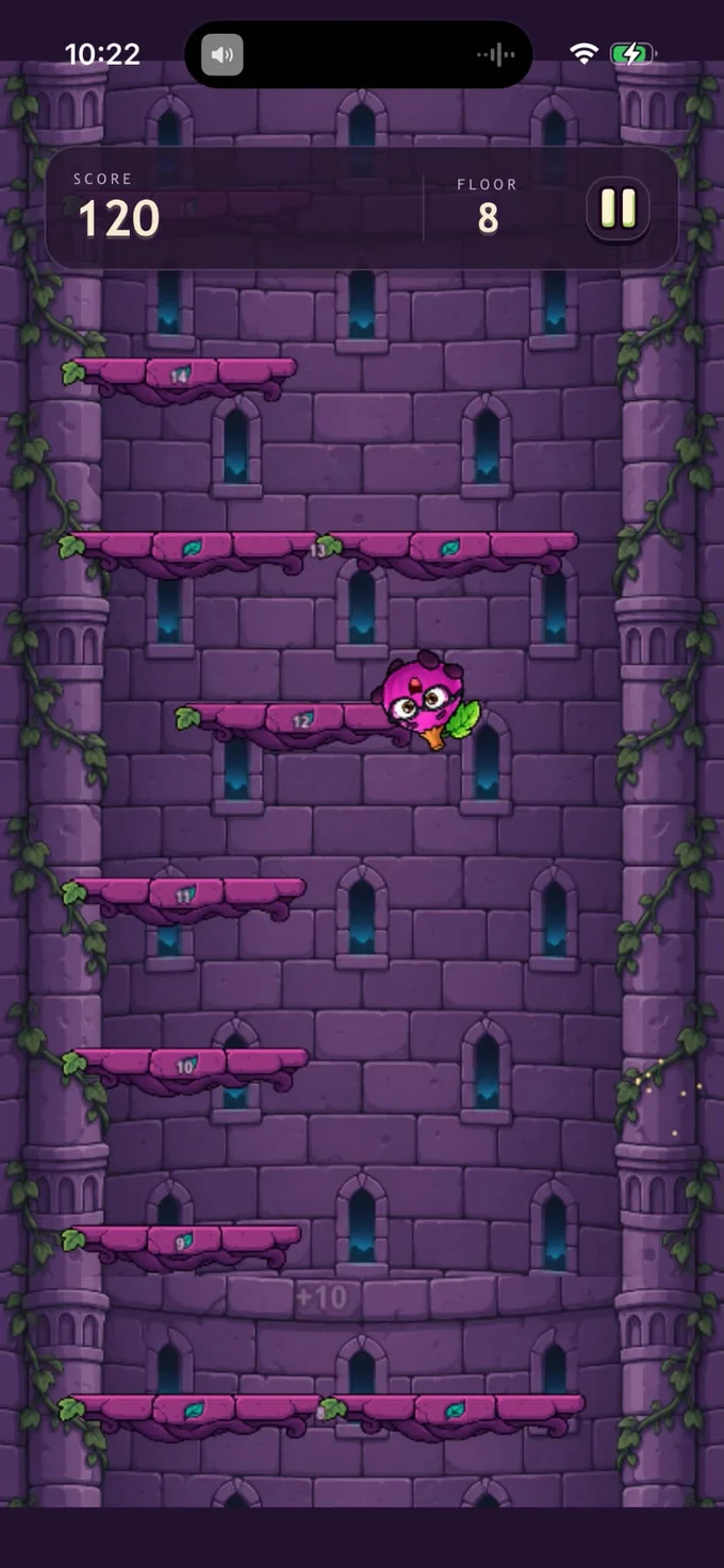 Fig spinning upside down between tower platforms